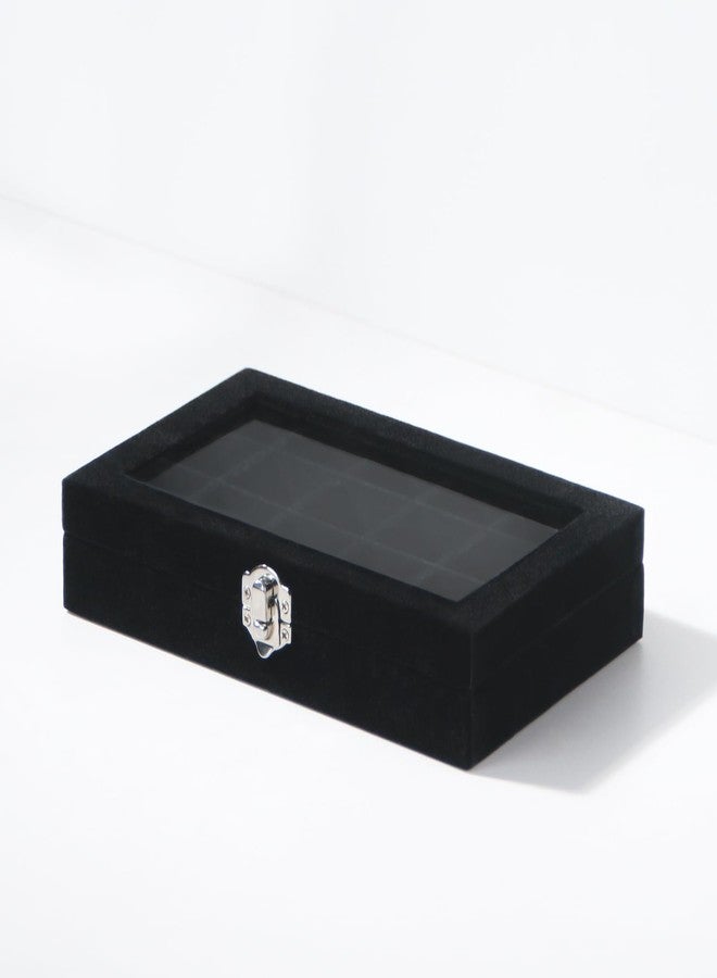 Pengup Travel Jewelry Box,Small Jewelry Case,Rings Earrings Cufflinks Organizer for Girls (Black, 15 Grids) - Image 3