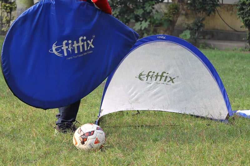 Fitfix® Professional Premium Pop Up Soccer Goal 1 Pair (2 Pcs) 120×80 cm Portable Football Goal Post Net with Carry Bag, Durable Frame, Quick Setup Easy Fold Weatherproof Training Pugg Goals - Image 1
