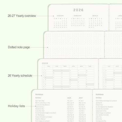 &And Per Se And Per Se 2026 Planner-Daily, Weekly & Monthly Leather Hardcover Planner, 5.7" x 8", Daily Schedule, 100 GSM Thick Paper, Back Pocket(Mint) - Image 5