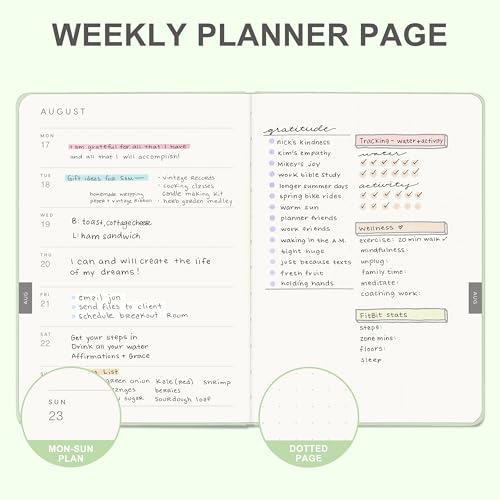&And Per Se And Per Se 2026 Planner-Daily, Weekly & Monthly Leather Hardcover Planner, 5.7" x 8", Daily Schedule, 100 GSM Thick Paper, Back Pocket(Mint) - Image 4