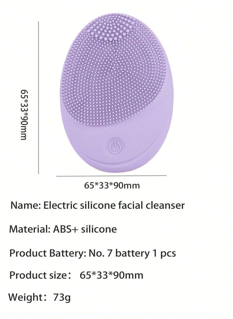 KHAJUL Electric Sonic Facial Cleansing Brush, Makeup Remover, Soft Silicone Waterproof Facial Cleanser for Skin Exfoliation, Deep Cleansing (Purple)  - Image 2