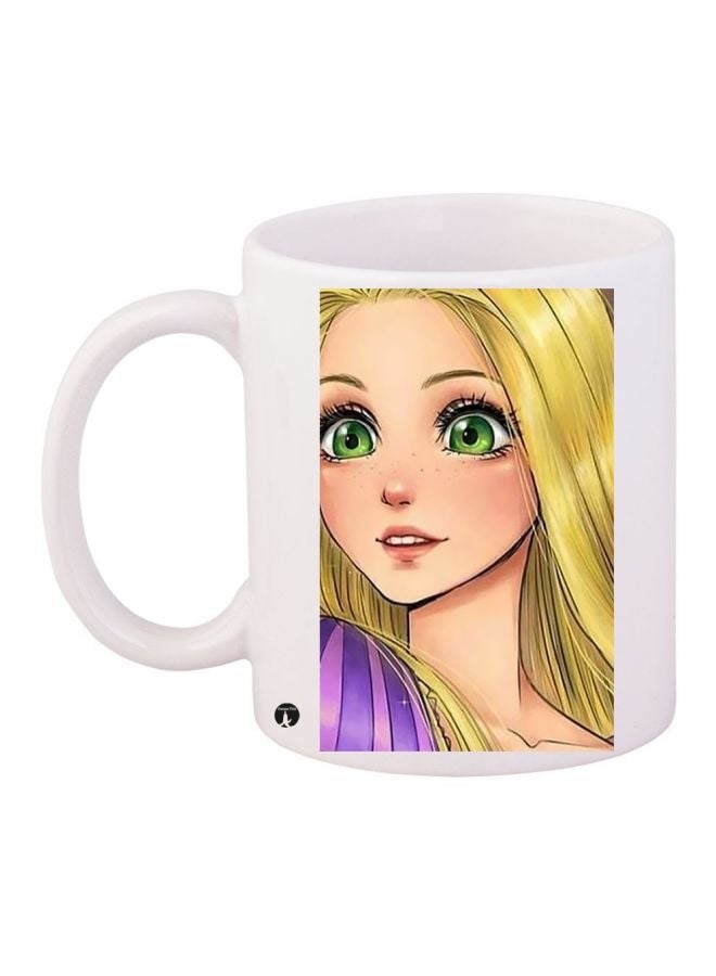 RYN Princess Rapunzel Printed Coffee Mug White/Pink/Yellow 11ounce