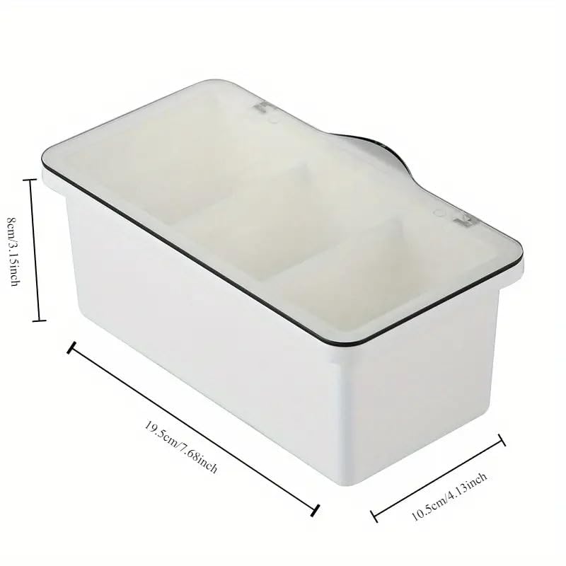 CLEGERZ Spice Box for Kitchen 3 Compartment Acrylic Seasoning Box Storage Container Condiment Jars Cruet with Cover and Spoon kitchen storage salt pepper sugar and coffee - Image 5