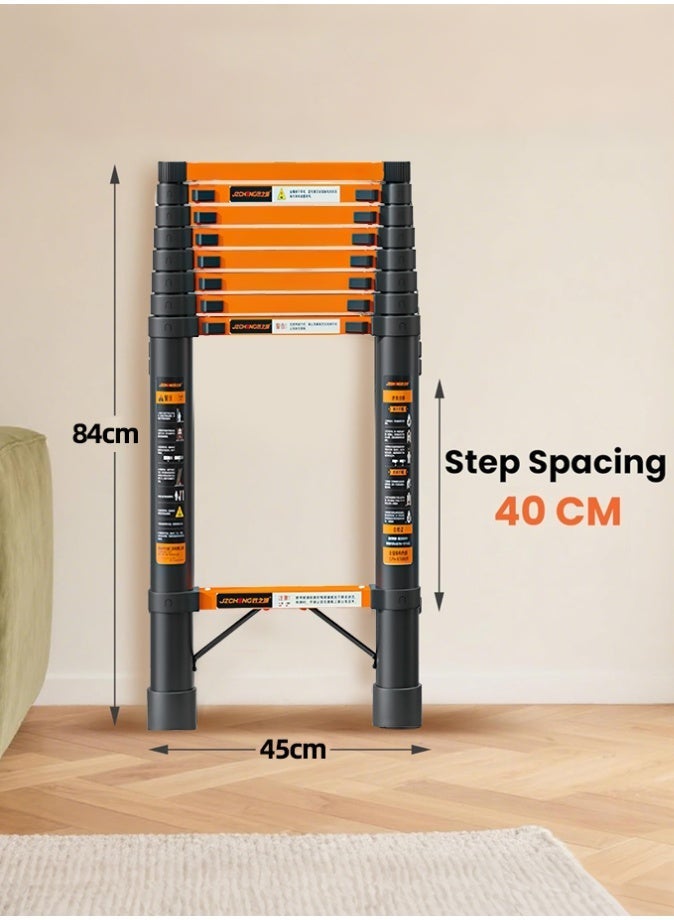 الحلم سلم تلسكوبي بطول 3.5 متر | سلم تلسكوبي من سبائك الألومنيوم | سلم قابل للطي متعدد الاستخدامات محمول للاستخدام المنزلي والمكتبي والاستخدام الخارجي - Image 3