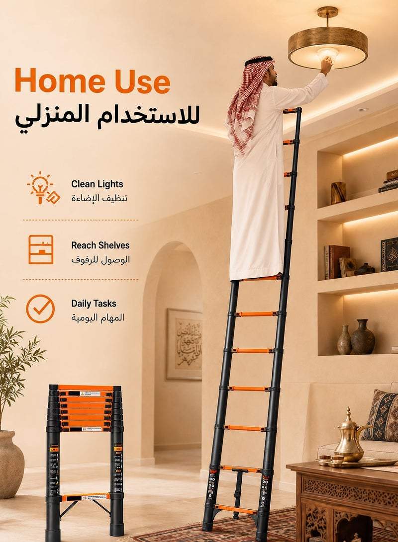 RUIYADA 3.5M Telescopic Ladder | Aluminum Alloy Telescopic Ladder | Portable Multi-Purpose Folding Ladder for Home, Office, and Outdoor Use - Image 4