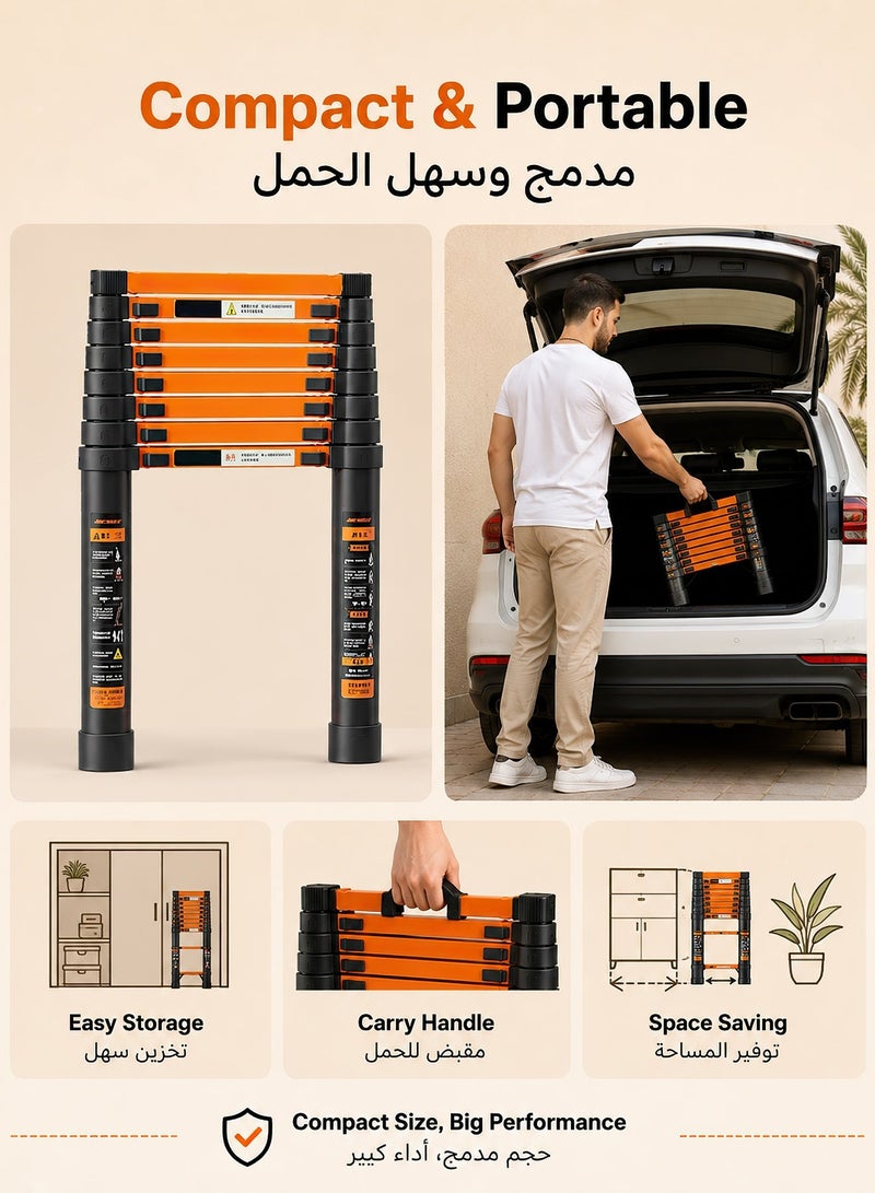 RUIYADA 3.5M Telescopic Ladder | Aluminum Alloy Telescopic Ladder | Portable Multi-Purpose Folding Ladder for Home, Office, and Outdoor Use - Image 5