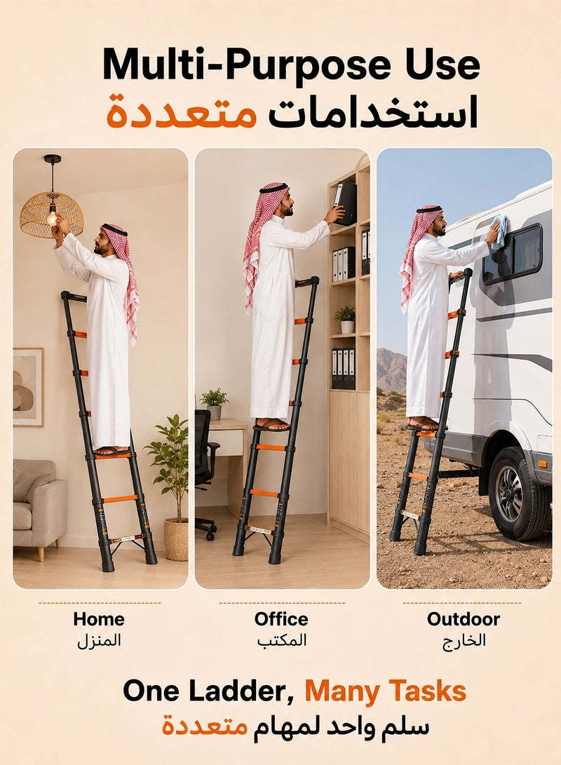 RUIYADA 3.5M Telescopic Ladder | Aluminum Alloy Telescopic Ladder | Portable Multi-Purpose Folding Ladder for Home, Office, and Outdoor Use - Image 3
