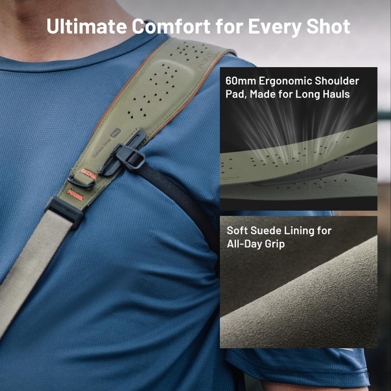 PGYTECH Camera Strap Pro, Professional Camera Harness with Detachable Underarm Strap QR Camera Shoulder Straps, Leather Ergonomic Shoulder Pad Neck Strap for DSLR/Mirrorless Cameras, Black - Image 3