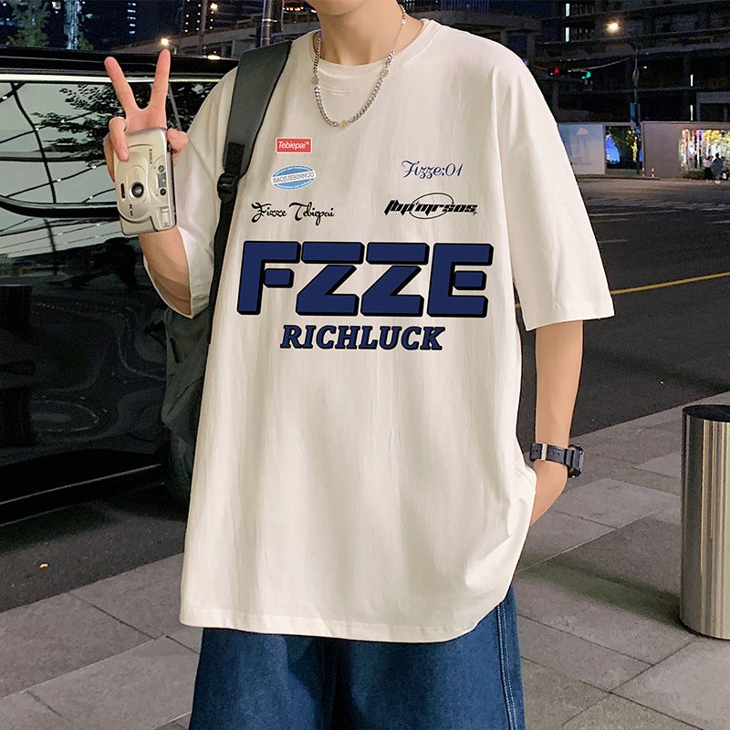 2023 New Heavy Cotton Short-sleeved T-shirt Men's Summer Ins American Style Trendy Brand Men's Loose T-shirt Half-sleeved Top - Image 3