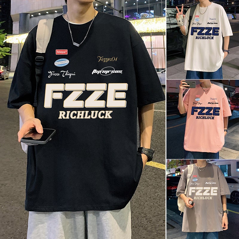 2023 New Heavy Cotton Short-sleeved T-shirt Men's Summer Ins American Style Trendy Brand Men's Loose T-shirt Half-sleeved Top - Image 2