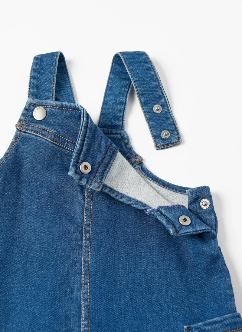 Zippy Denim Overall Dress for Baby Girls, Blue