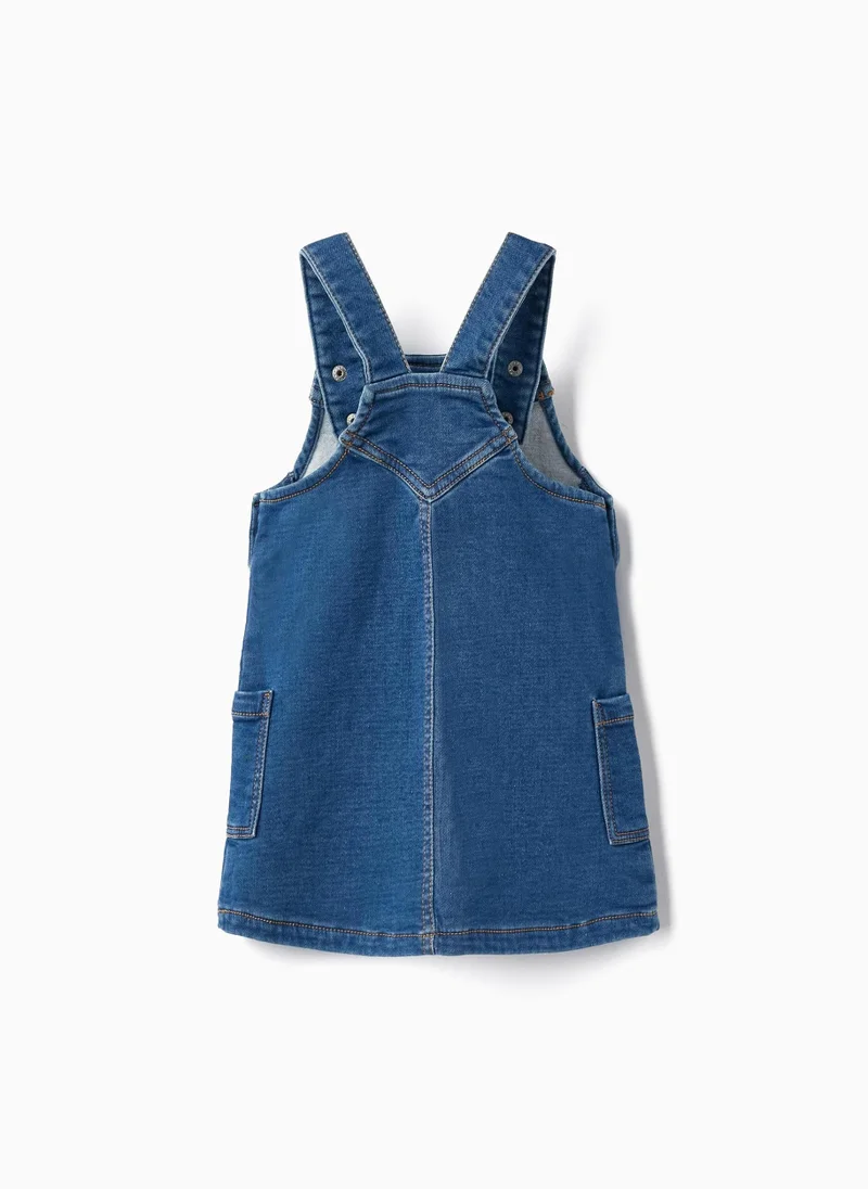 Zippy Denim Overall Dress for Baby Girls, Blue