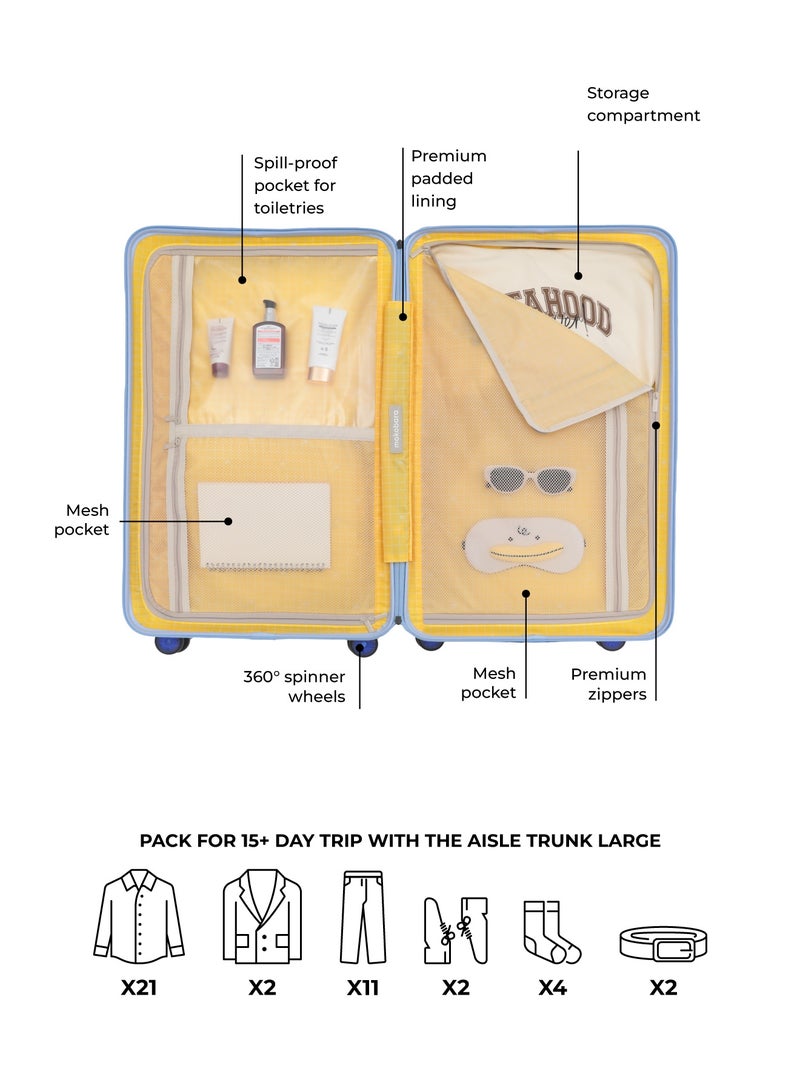 Mokobara The Aisle Trunk Check-In Large Luggage - Durable Polycarbonate Material | Shy Blue, Light Blue - Image 5