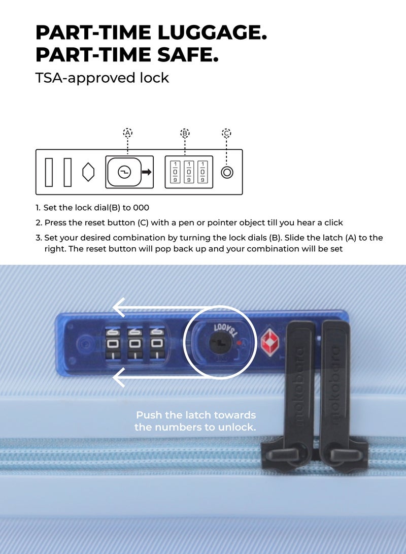 Mokobara The Aisle Trunk Check-In Large Luggage - Durable Polycarbonate Material | Shy Blue, Light Blue - Image 4