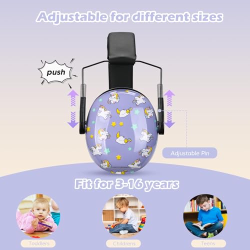 Procase سماعات إلغاء الضوضاء للأطفال، SNR 27dB واقيات أذن، حماية السمع لعرض الشاحنات، الحفلات، الألعاب النارية، الرماية، عرض الطائرات، احتياجات الحساسية للتوحد - وحيد القرن - Image 3