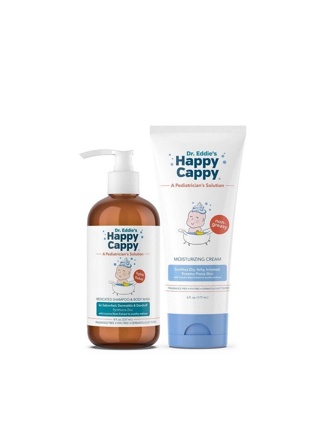 Happy Cappy Medicated Shampoo and Body Wash and Moisturizing Cream Bundle - Baby Dandruff Shampoo, Eczema Lotion for Kids, Helps Cradle Cap and Seborrheic Dermatitis, Reduces Redness, Fragrance-Free - Image 1