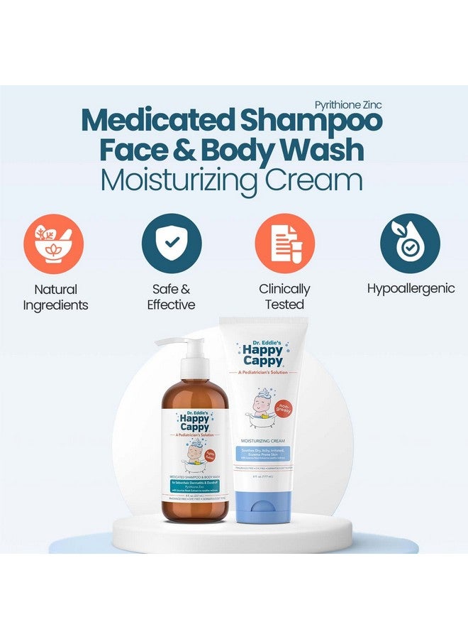 Happy Cappy Medicated Shampoo and Body Wash and Moisturizing Cream Bundle - Baby Dandruff Shampoo, Eczema Lotion for Kids, Helps Cradle Cap and Seborrheic Dermatitis, Reduces Redness, Fragrance-Free - Image 3