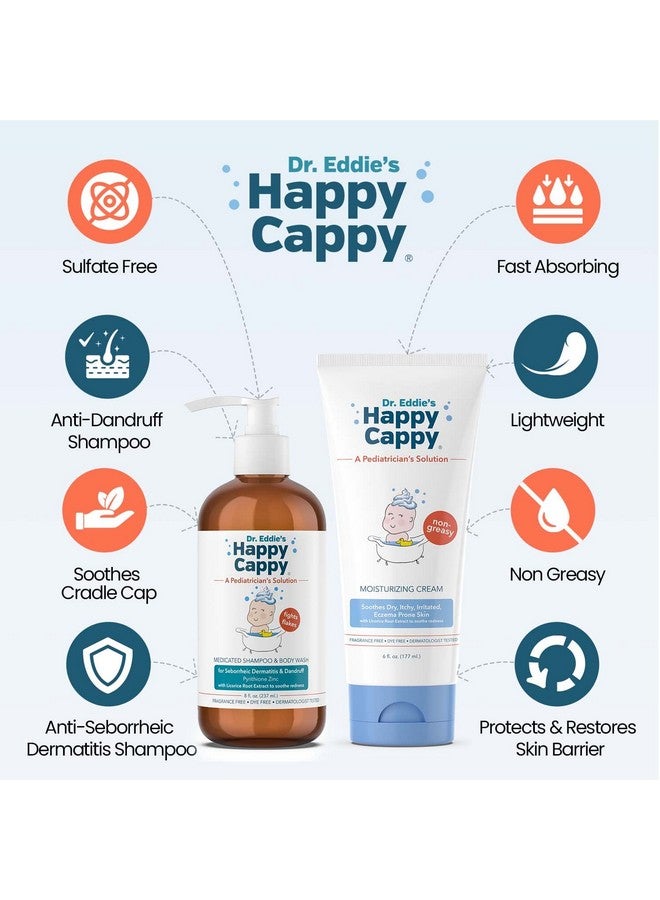 Happy Cappy Medicated Shampoo and Body Wash and Moisturizing Cream Bundle - Baby Dandruff Shampoo, Eczema Lotion for Kids, Helps Cradle Cap and Seborrheic Dermatitis, Reduces Redness, Fragrance-Free - Image 2
