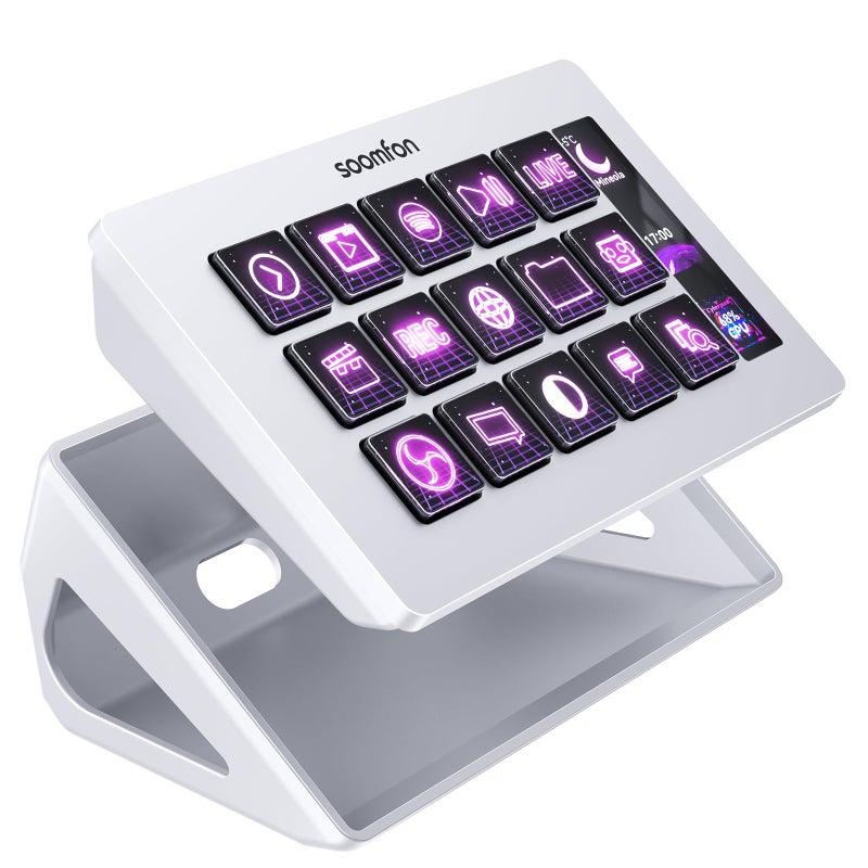 SOOMFON Stream Controller Stream Control Deck with 15 LCD Macro Keys Customizable for Content Creators Streaming Gaming to Trigger Actions in OBS, YouTube, Twitch and More, Compatible with PC & MAC - Image 1