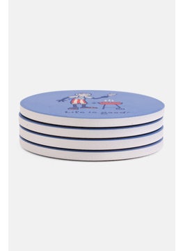 Life is Good 4 Pieces Jake Grilling Print Ceramic Coasters, Multicolor  - Image 2