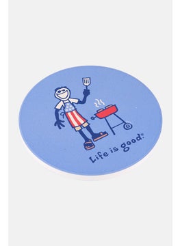 Life is Good 4 Pieces Jake Grilling Print Ceramic Coasters, Multicolor  - Image 3