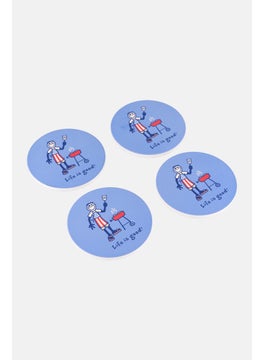 Life is Good 4 Pieces Jake Grilling Print Ceramic Coasters, Multicolor  - Image 1