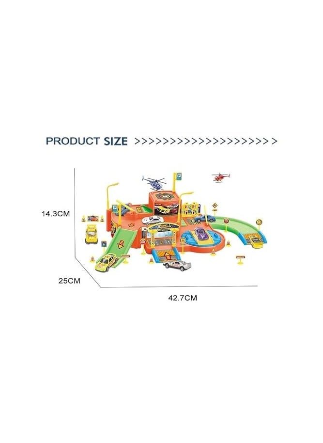 Whynot Kids Plastic Car Race Track & Garage Playset with Road Signs – Multicolor – Ages 4 to 8  - Image 4
