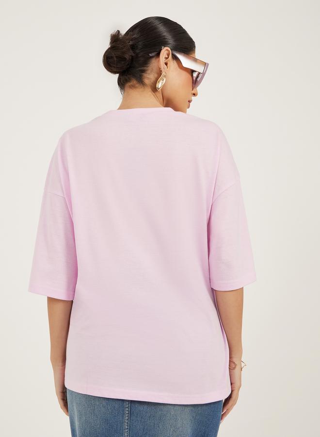 Styli Graphic Print Oversized Round Neck T-Shirt  - Image 5