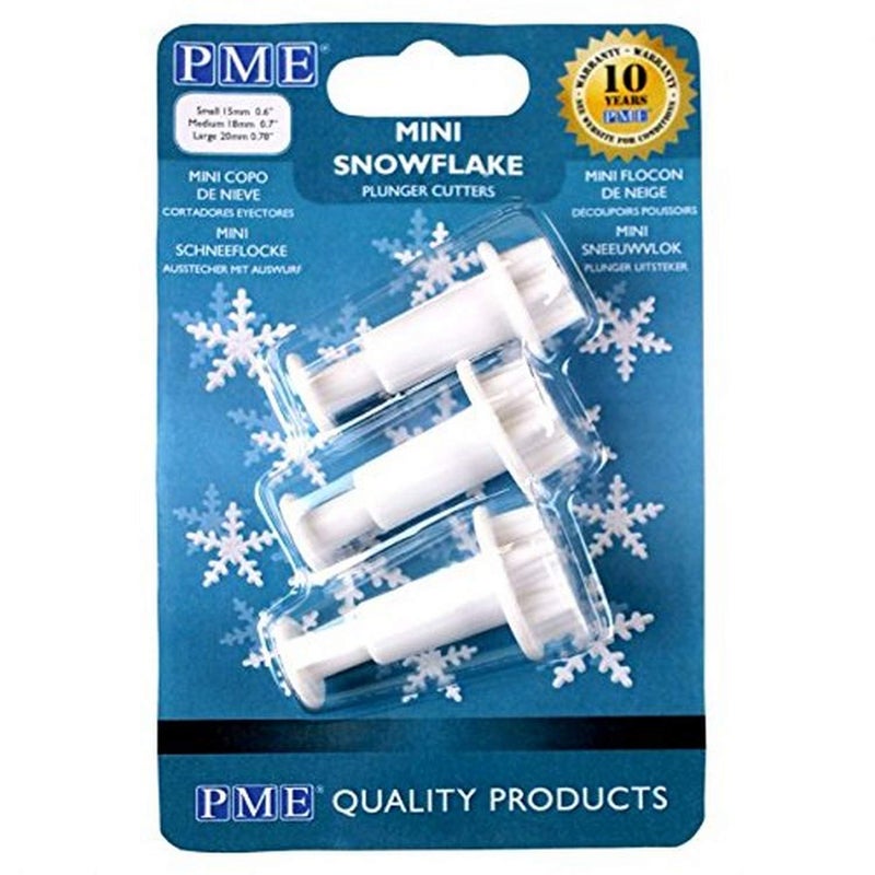 PME SF709 Set of 3 Mini Snowflake Plunger Cutters White 3 x 93 x 142 cm