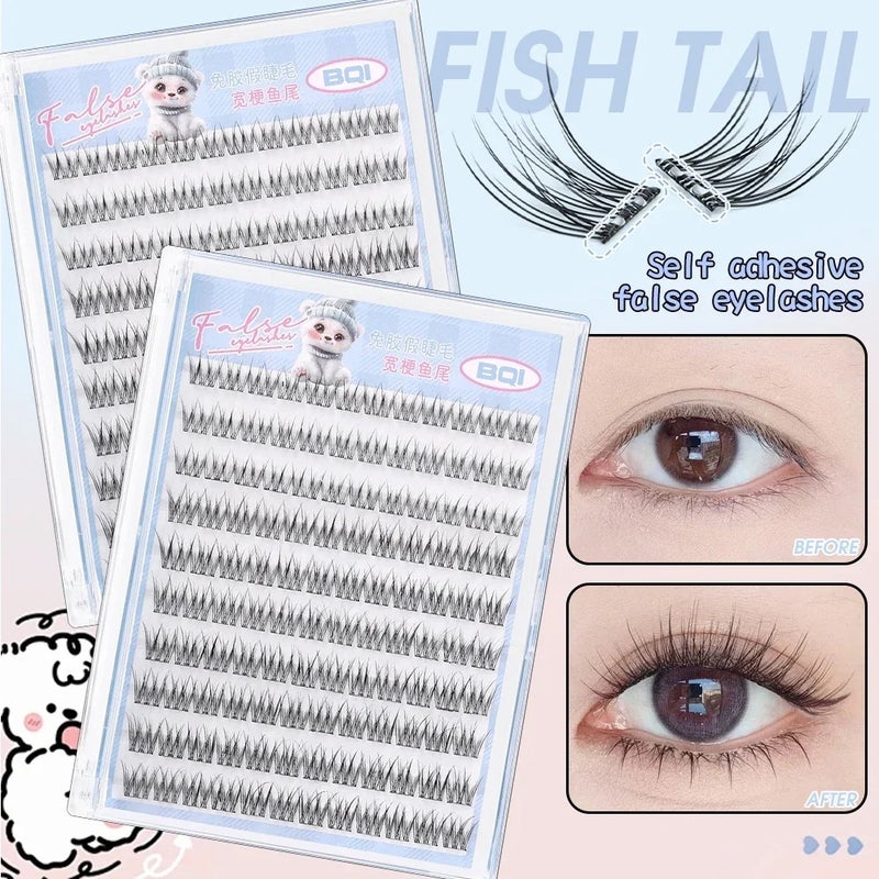 BQI 120 Clusters/Box Self-Adhesive False Eyelashes Soft and Light Single Cluster DIY Natural Trilogy Comics False Eyelash Reusable - Image 4