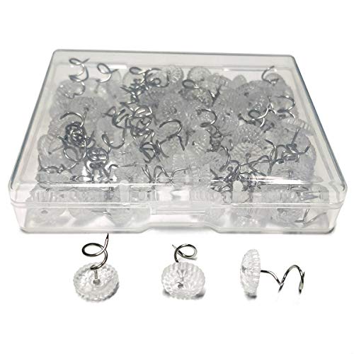 TTSAM 100 Pcs Bedskirt Pins, Twist Pins with Clear Heads, Bed Skirt Pin for Hold Slipcovers and Bedskirts Decoration - Image 1