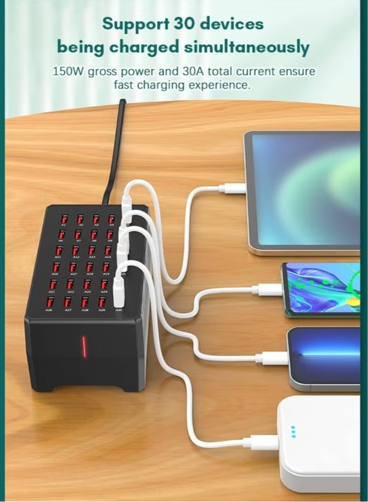 JAJEEK 30-Port USB Charging Station 150W – High-Speed Desktop Charger for Smartphones, Tablets & More, Multi-Port Fast Charging Hub, Compact Organizer for Home, Office & Travel Use, Efficient & Space-Saving Design - Image 4