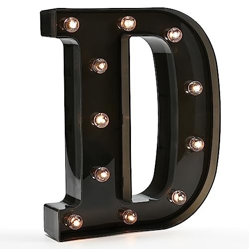 OYCBUZO Light Up Black Alphabet Marquee Letters Sign LED Marquee Number Lights Sign for Night Light Home Bar Christmas Lamp Birthday Party Wedding Decoration D - Image 1