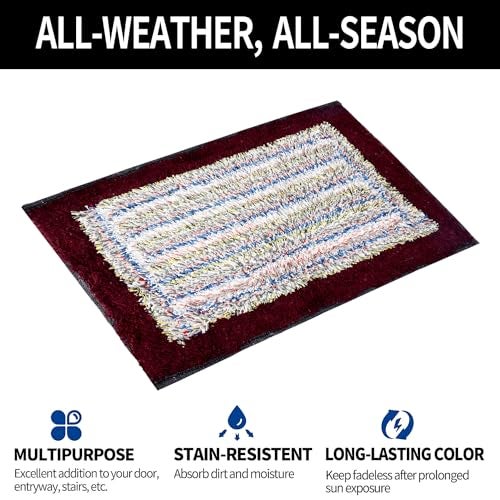 Kuber Industries Door Mat | Anti-Skid Trapper Rectangular Mat for Door Entrance | Floor Mat for Home Entrance | Cotton Border Door Mat | Pack of 3 | Multi - Image 4