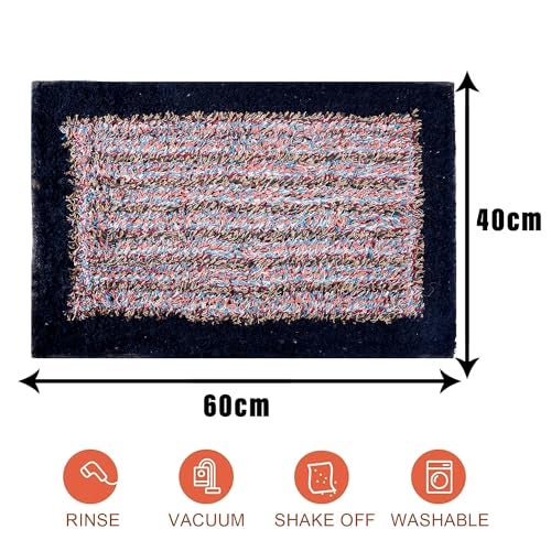 Kuber Industries Door Mat | Anti-Skid Trapper Rectangular Mat for Door Entrance | Floor Mat for Home Entrance | Cotton Border Door Mat | Pack of 3 | Multi - Image 3