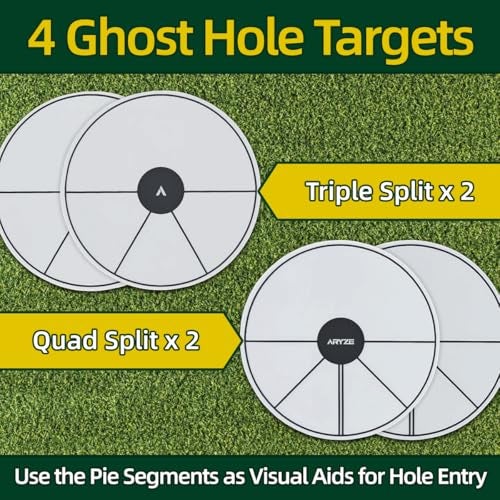 ARYZE 4 Pack Ghost Hole Putting Targets Putting Training Aid Official Size Flat Disc for Putting Chipping Practice Indoor or Outdoor Includes Carrying Case Waterproof Material White - Image 3