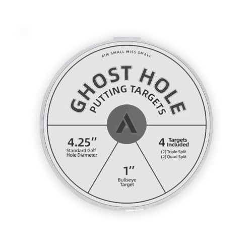 ARYZE 4 Pack Ghost Hole Putting Targets Putting Training Aid Official Size Flat Disc for Putting Chipping Practice Indoor or Outdoor Includes Carrying Case Waterproof Material White - Image 1