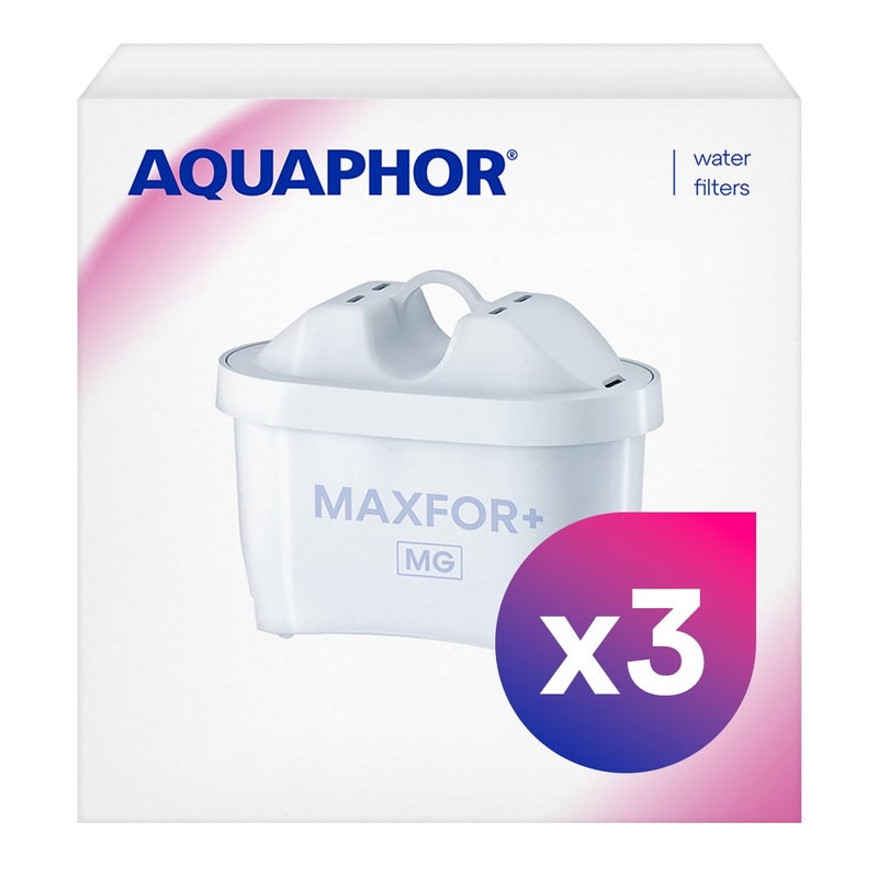AQUAPHOR Maxfor Mg Water Filter Cartridge Pack of 3 Compatible with Aquaphor Maxfor  Brita Maxtra Reduces Limescale Chlorine Impurities Essential Magnesium