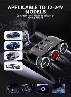 GROIC Wireless Cigarette Lighter, Adapter 2 Socket Cigarette Lighter Splitter with LED Voltage Display Dual USB Car Charger On/Off Switches 12V/24V Car Splitter Adapter, Car Accessories  - Image 2