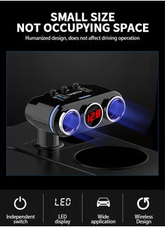 GROIC Wireless Cigarette Lighter, Adapter 2 Socket Cigarette Lighter Splitter with LED Voltage Display Dual USB Car Charger On/Off Switches 12V/24V Car Splitter Adapter, Car Accessories  - Image 5