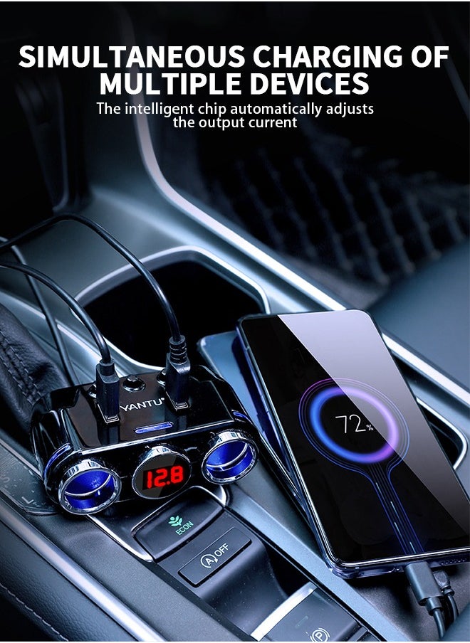 GROIC Wireless Cigarette Lighter, Adapter 2 Socket Cigarette Lighter Splitter with LED Voltage Display Dual USB Car Charger On/Off Switches 12V/24V Car Splitter Adapter, Car Accessories  - Image 3