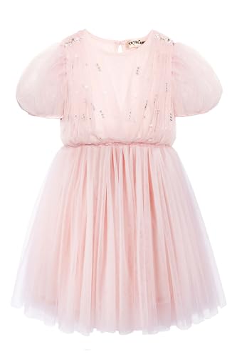 TUTULAND Baby Girl Tutu Dress - Puff Sleeves Sequin Tulle Tiered Layered Flower Wedding Birthday Photo Prop Dresses - Image 1