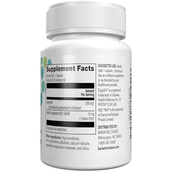 Bariatric Choice GLP-1 Supplement + Probiotics | DygloFit® & SNZ 1969 Probiotic | Supports GLP-1 Pathways, Metabolic Balance & Gut Health | Gluten-Free, Vegan | 60 Capsules - Image 3