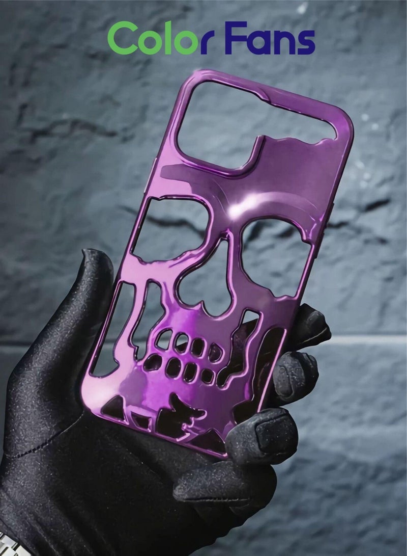 Color Fans Electroplating Skull iPhone 14 Pro Case 6.1 inch Purple - Image 1