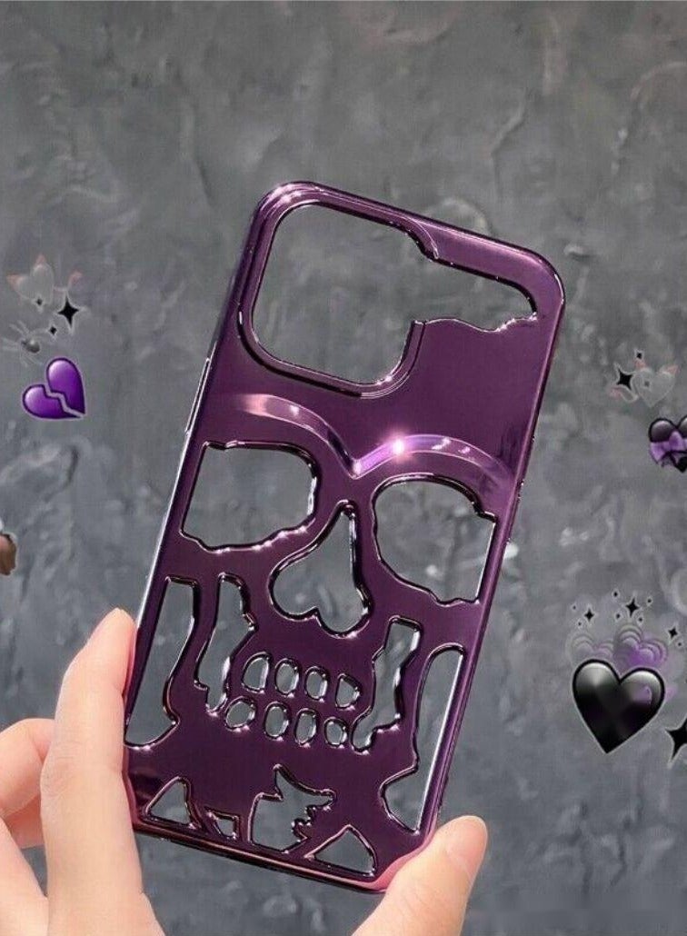 Color Fans Electroplating Skull iPhone 14 Pro Case 6.1 inch Purple - Image 2