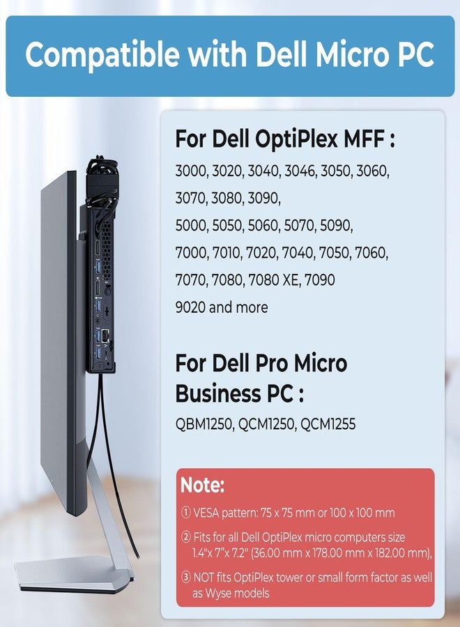 Varghesyla Mini PC Mount for Dell OptiPlex MFF and Pro Micro PC VESA Wall and Under Desk Mount for Dell OptiPlex Micro Pc Mounting Bracket for Dell QCM1250 7050 7080 5070 7020 3000 7060 and More with Mouse Pad - Image 2