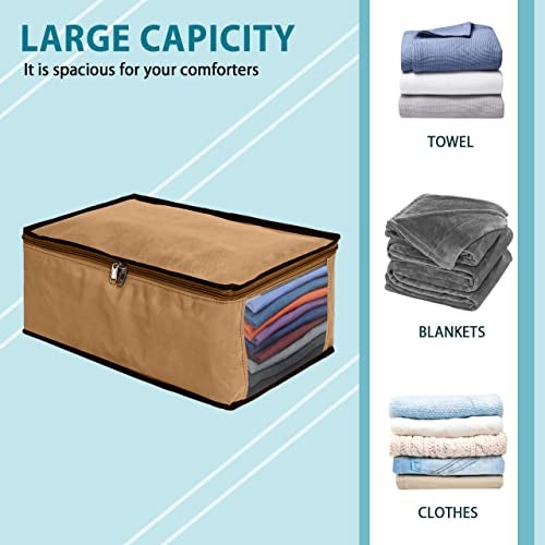 SHIBUI Foldable Closet Shirt Organizer For Wardrobe, Shirt Cover | Shirt Organiser | Clothing Storage Box With Clear Window,Non Woven Febric. (Pack Of 2, Beige, Non-Woven), 27 Centimeters - Image 2