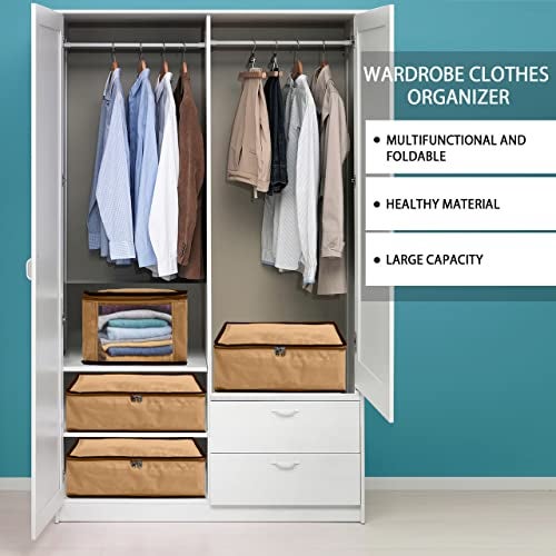 SHIBUI Foldable Closet Shirt Organizer For Wardrobe, Shirt Cover | Shirt Organiser | Clothing Storage Box With Clear Window,Non Woven Febric. (Pack Of 2, Beige, Non-Woven), 27 Centimeters - Image 3