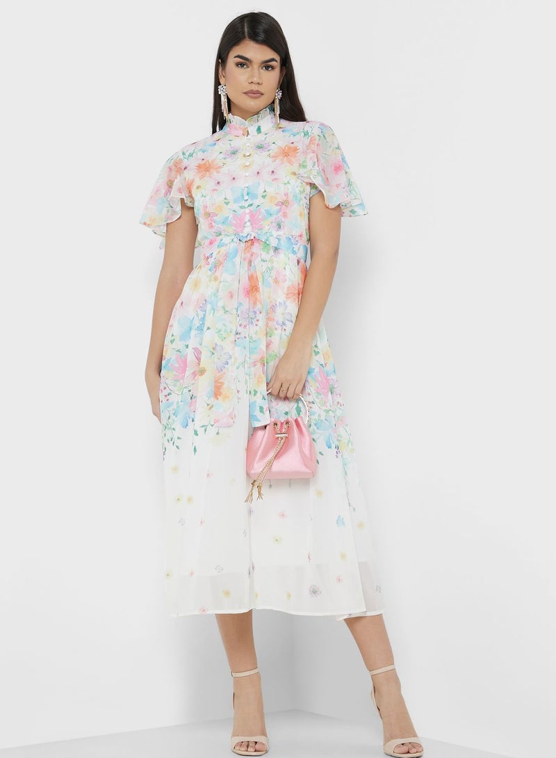 ELLA Floral Chiffon Dress - Image 1