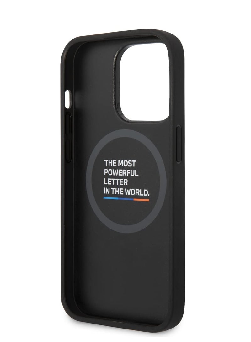 CG MOBILE BMW M Collection Compatible With Magsafe Quilted Pu Case Hot Stamped Tricolor Stripe & Printed Logo Protection/Anti-Drop Protection iPhone 14 Pro Max 6.7"